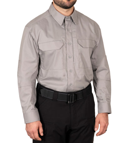 Front 1/4 of Men's V2 Tactical Shirt in Nickel Grey