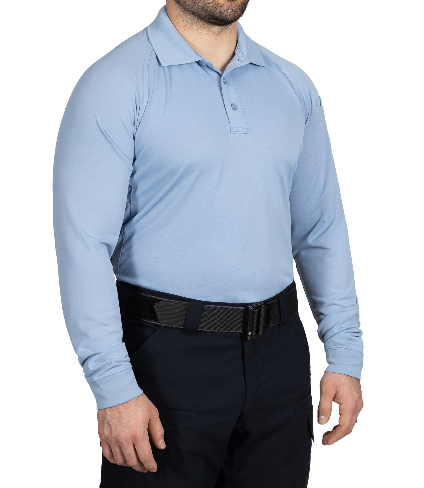 Men's Performance Long Sleeve Polo / Medium Blue