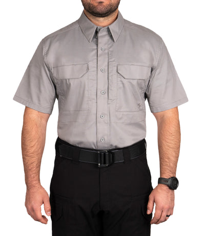 Front of Men's V2 Tactical Short Sleeve Shirt in Nickel Grey