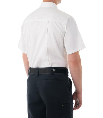 Side of Men's Cotton Station Short Sleeve Shirt in White