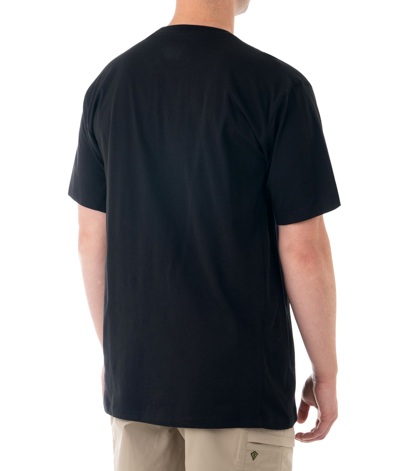 Side of Men's Tactix Cotton Short Sleeve T-Shirt with Chest Pocket in Midnight Navy