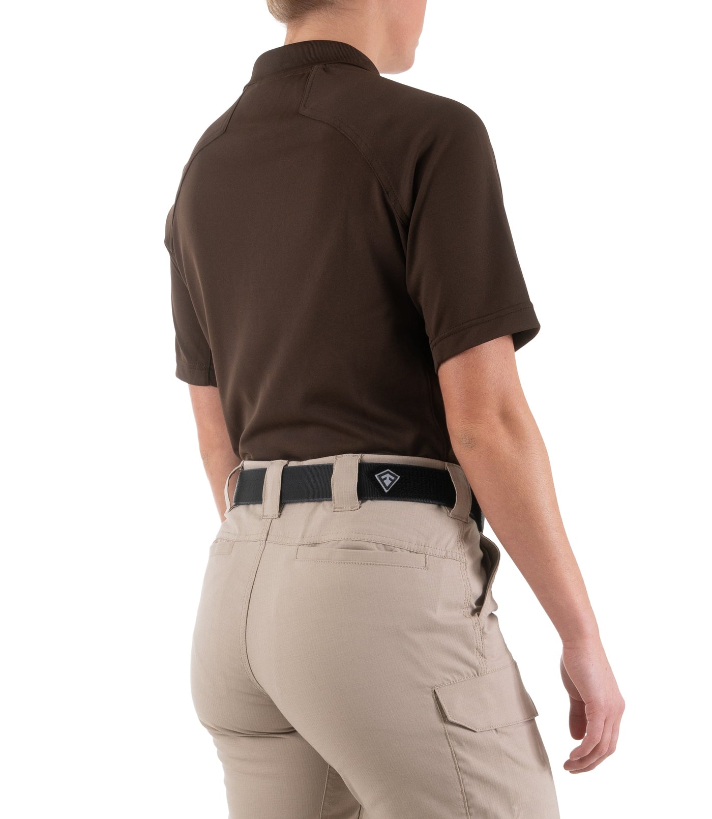 Side of Women's Performance Short Sleeve Polo in Kodiak Brown