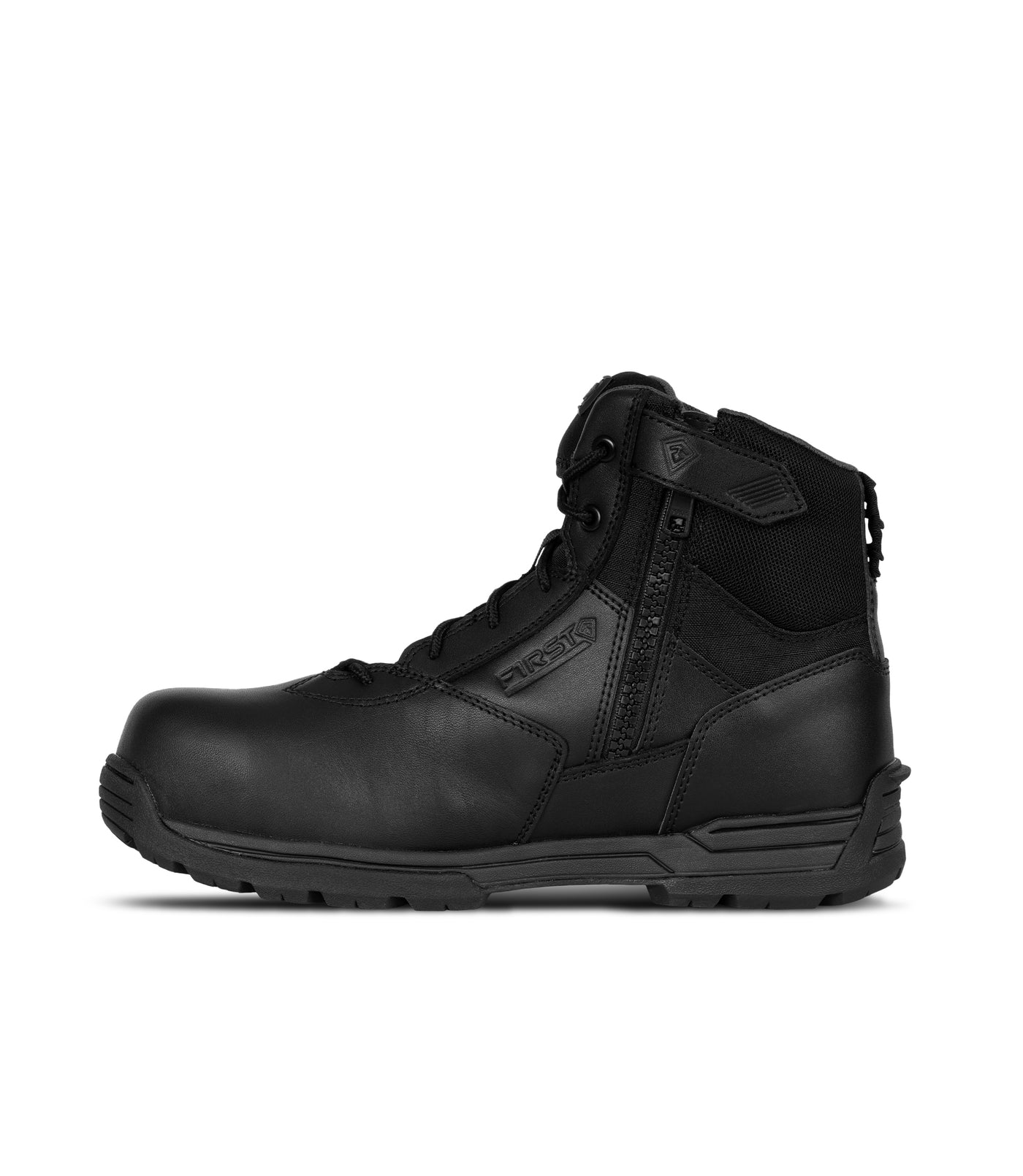 Zipper Side View of the Men's Safety Toe Side-Zip Duty Mid in Black