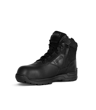 Side of Women's 6" Safety Toe Side-Zip Duty Mid in Black