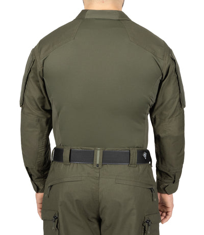 Back of Men's Defender Shirt in OD Green