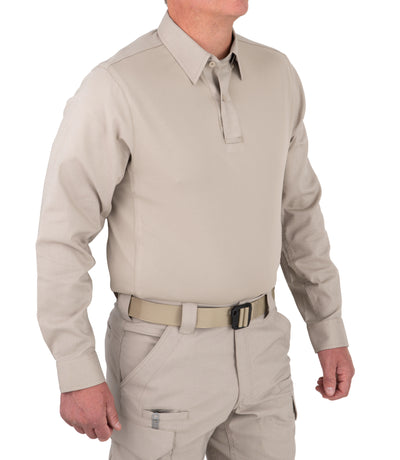 Side of Men's V2 Pro Performance Shirt in Silver Tan