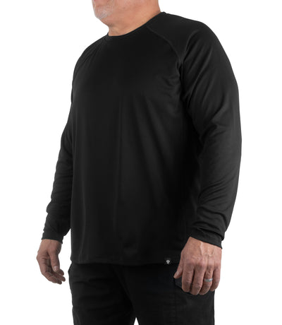 Side of Men’s Performance Long Sleeve T-Shirt in Black