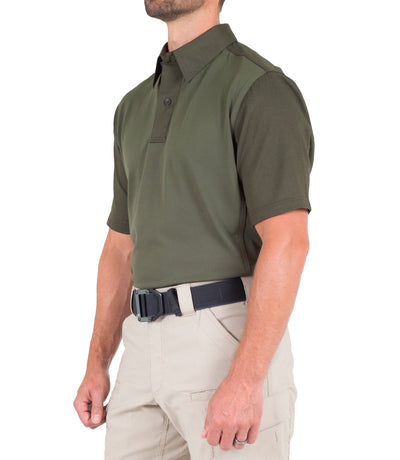 Side of Men's V2 Pro Performance Short Sleeve Shirt in OD Green