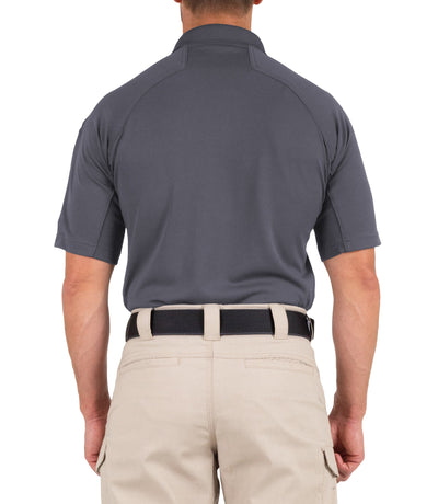 Back of Men's Performance Short Sleeve Polo in Asphalt