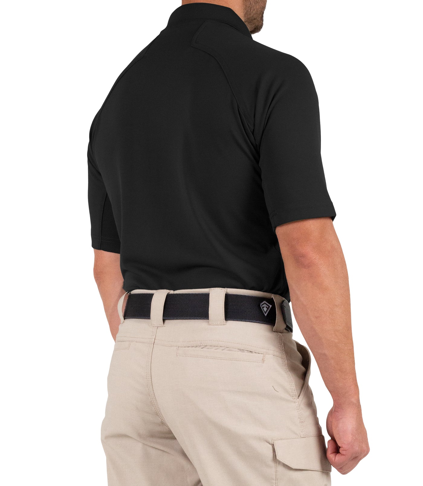 Side of Men's Performance Short Sleeve Polo in Black