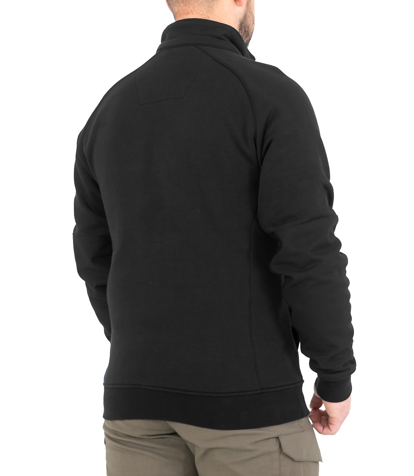 Side of Men’s Cotton Job Shirt Quarter Zip in Black