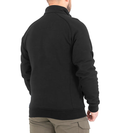 Side of Men’s Cotton Job Shirt Quarter Zip in Black