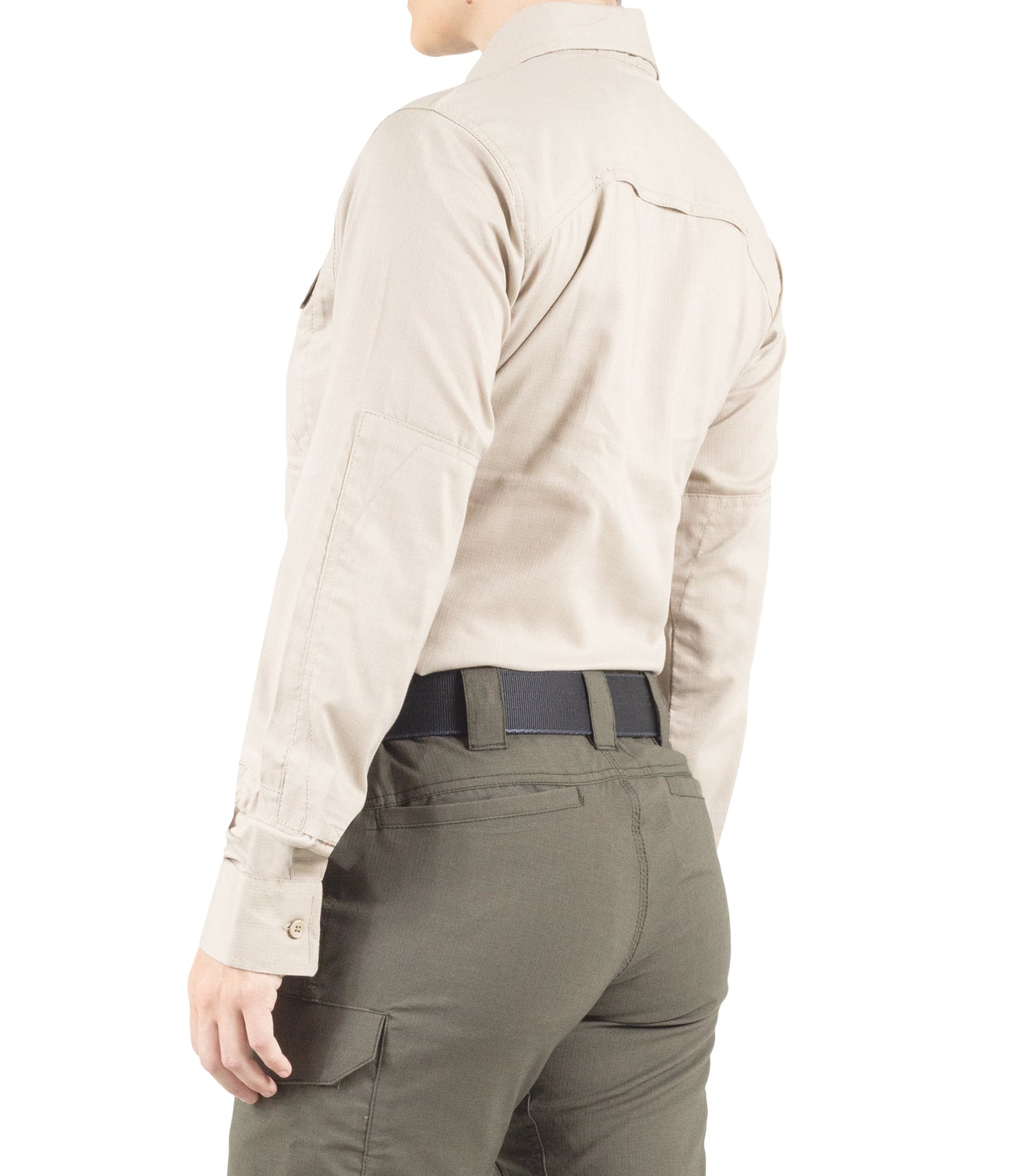 Side of Women's V2 Tactical Long Sleeve Shirt in Khaki