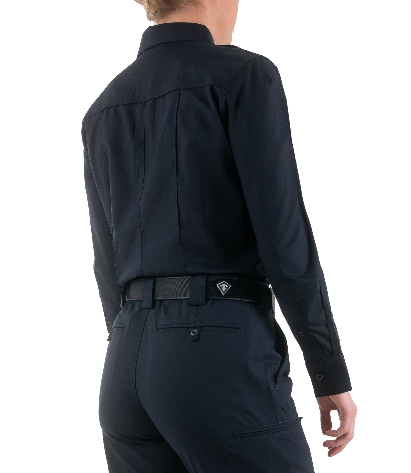 Side of Women's Pro Duty Uniform Shirt in Midnight Navy