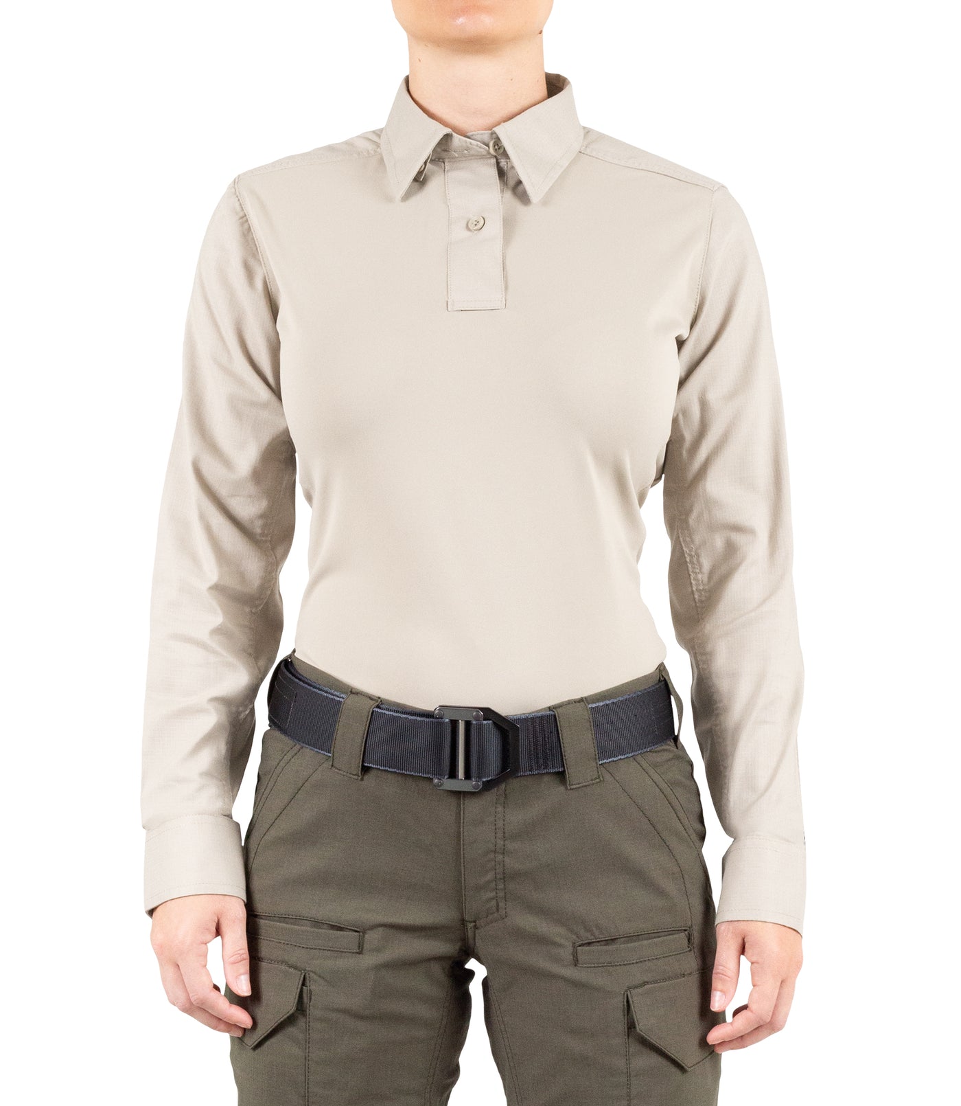 Front of Women's V2 Pro Performance Shirt in Khaki