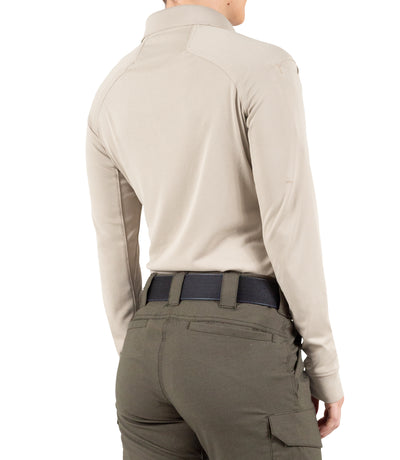 Side of Women's Performance Long Sleeve Polo in Khaki