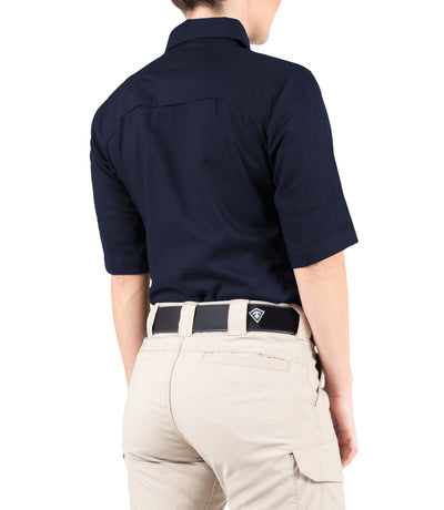 Side of Women's V2 Tactical Short Sleeve Shirt in Midnight Navy