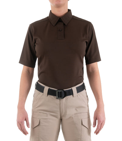 Front of Women's V2 Pro Performance Short Sleeve Shirt in Kodiak Brown