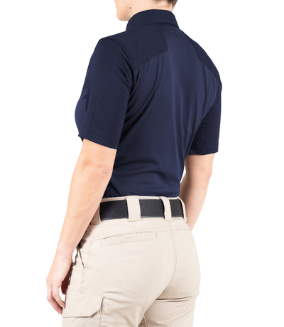 Side of Women's V2 Pro Performance Short Sleeve Shirt in Midnight Navy