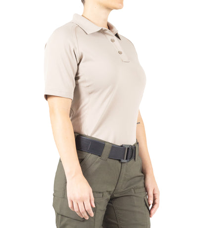 Side of Women's Performance Short Sleeve Polo in Khaki