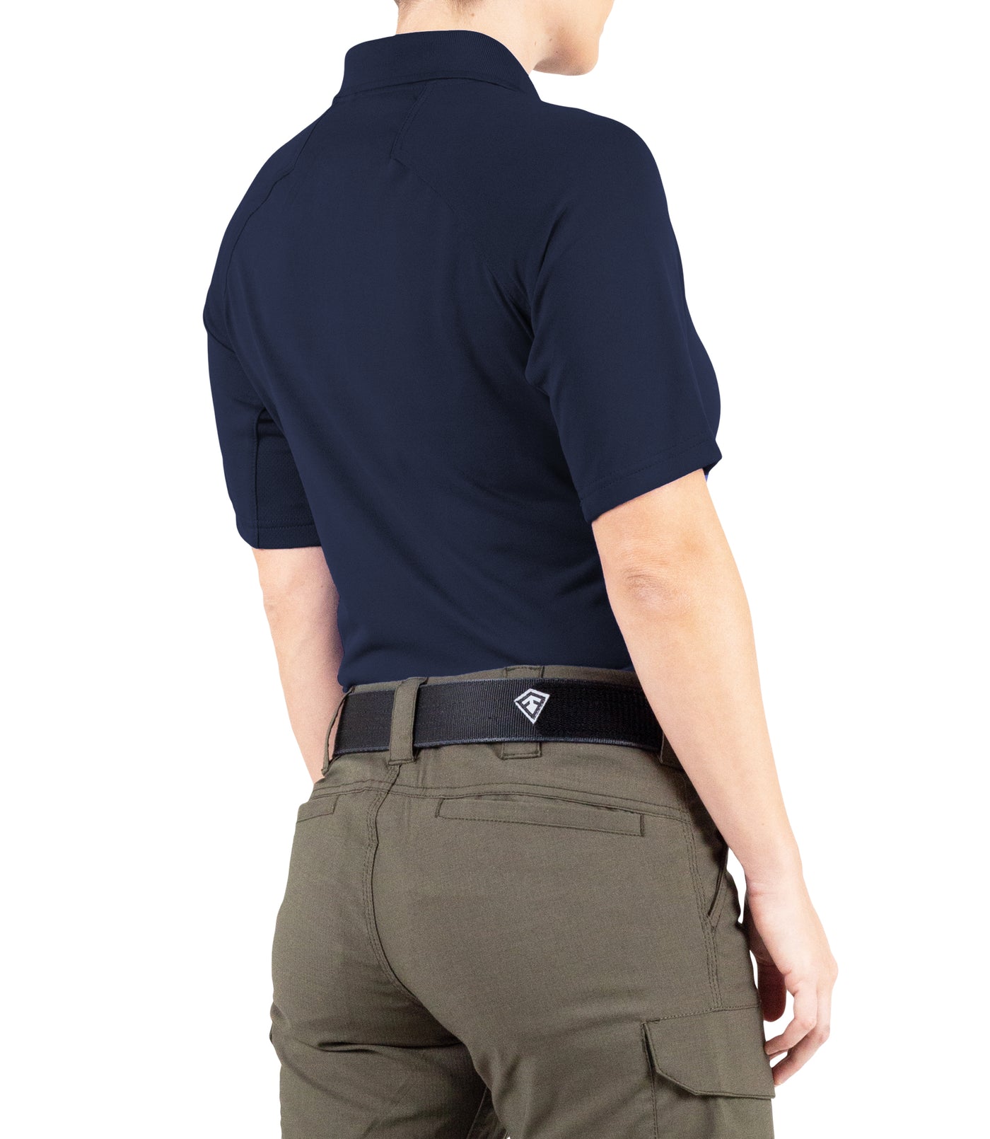 Side of Women's Performance Short Sleeve Polo in Midnight Navy