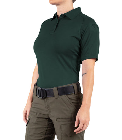 Side of Women's Performance Short Sleeve Polo in Spruce Green