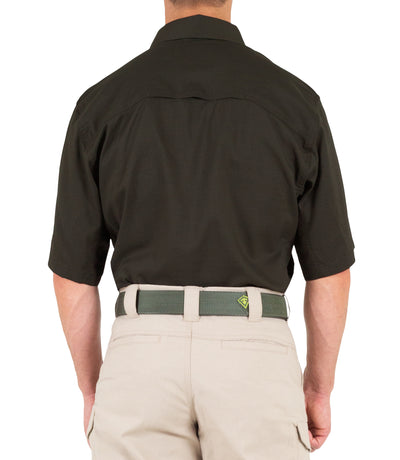 Back of Men's V2 Tactical Short Sleeve Shirt in Brown