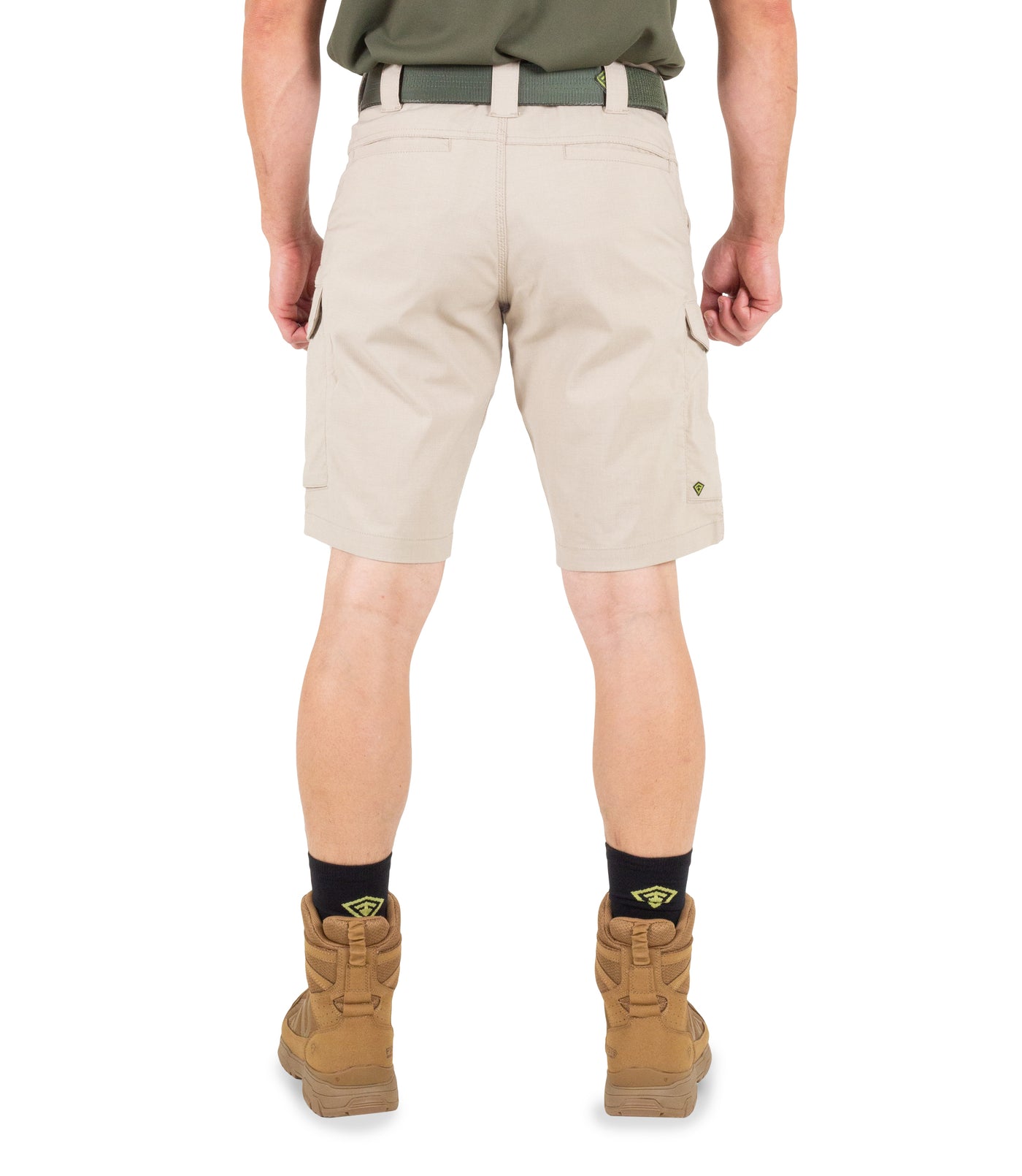 Back of Men's V2 Tactical Short in Khaki