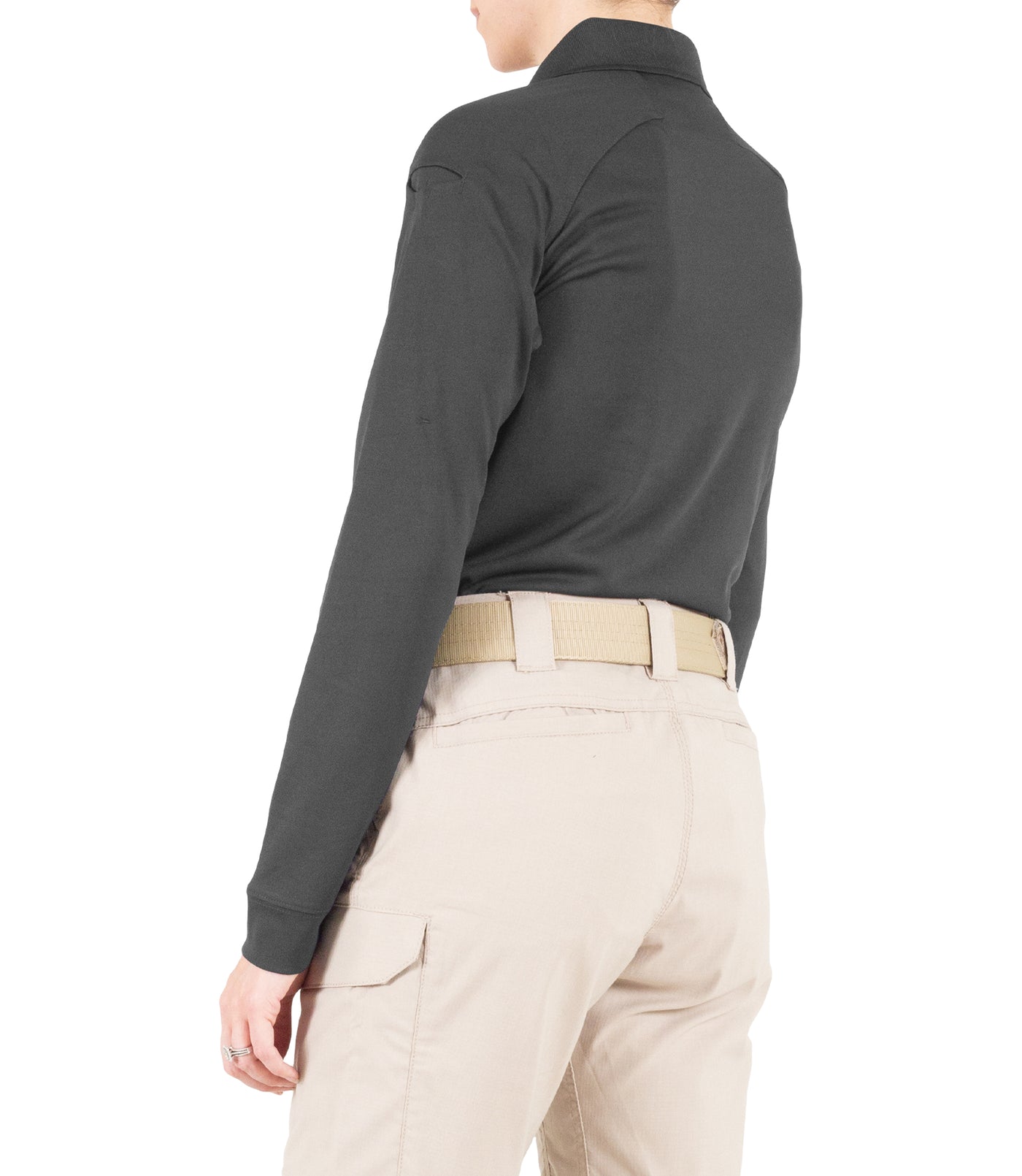 Side of Women's Performance Long Sleeve Polo in Asphalt