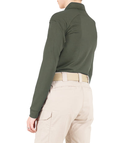 Side of Women's Performance Long Sleeve Polo in OD Green